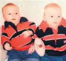  ??  ?? Double trouble: Sale Sharks flankers Tom (left of main picture) and Ben Curry were born to play rugby