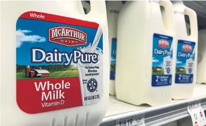 ?? WILFREDO LEE THE ASSOCIATED PRESS ?? U.S. milk giant Dean Foods, whose brands include Lehigh Valley and McArthur, has applied for bankruptcy protection.