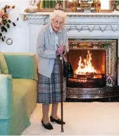  ?? JANE BARLOW/POOL PHOTO VIA AP ?? Britain’s Queen Elizabeth II waits in the Drawing Room before receiving Liz Truss for an audience Sept. 6 at Balmoral, in Scotland, where Truss was invited to become Prime Minister and form a new government.