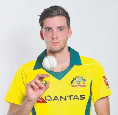  ?? QUICK: Jhye Richardson of Australia poses during the One Day Internatio­nal series launch at Melbourne Cricket Ground. ??