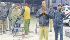  ?? HT PHOTO ?? Police officials at one of the petrol pumps where firing took place on Meerut road in Karnal.
