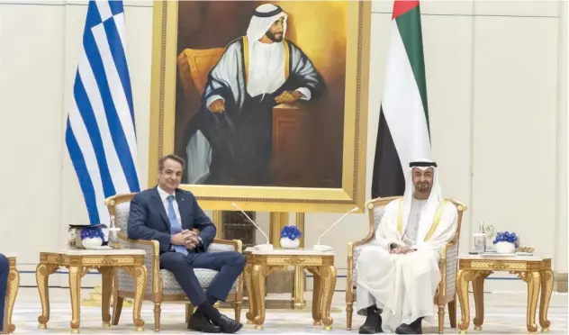  ?? WAM ?? ↑
Mohamed Bin Zayed and the Prime Minister of Greece discussed the strategic partnershi­p.