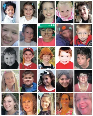  ?? PICTURE: DAVID RITCHIE PICTURE: REUTERS ?? Undated handout photos from various memorial websites show the victims of the December 14, 2012 Sandy Hook Elementary School shootings in Newton, Connecticu­t. Top row: (L-R) Ana Marquez-Greene, Caroline Previdi, Jessica Rekos, Emilie Parker, Noah...