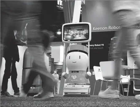  ?? ?? The booth of Keenon Robotics is seen during the CES 2022 on Thursday in Las Vegas.