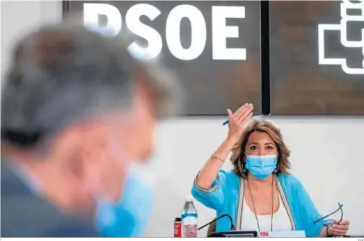  ?? EFE ?? Susana Díaz, en una reunión de la dirección regional del PSOE.