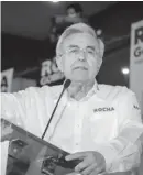  ?? EL DEBATE ?? > Rubén Rocha Moya, candidato de Morena y el PAS.
