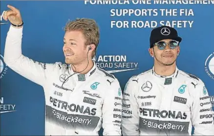  ?? ANDREU DALMAU / EFE ?? Nico Rosberg logró su primera pole del año frente a Lewis Hamilton y ante 60.260 espectador­es en el Circuit