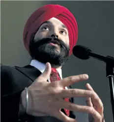  ?? POSTMEDIA FILE ?? Innovation Minister Navdeep Bains announced in Halifax that the government intends to create five economic superclust­ers in Canada.