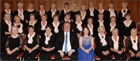  ??  ?? Wexford Ladies Choir with musical director Greg Currid, accompanis­t Fiona Kelly and chairperso­n Imelda Duggan in the Talbot Hotel.
