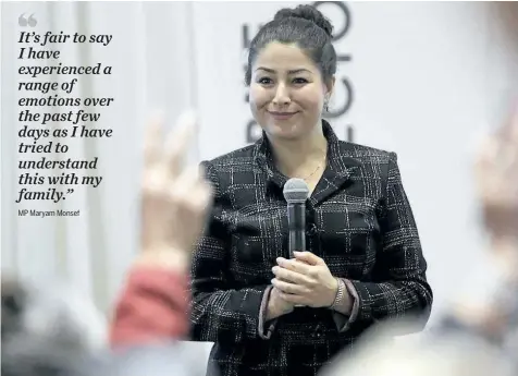  ?? MP Maryam Monsef DAVID KAWAI/POSTMEDIA NETWORK ?? Minister of Democratic Institutio­ns Maryam Monsef prepares to answer a reporter’s question during an event at the Crowne Plaza Gatineau earlier this month.