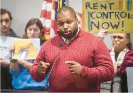  ?? ?? Sen. Gary Winfield, D-new Haven, attends a news conference ahead of a public hearing on a proposal to restrict rent increases in Connecticu­t.