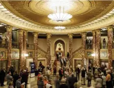  ??  ?? OPULENT: The grand foyer and the exterior of Severance Hall, left, which was built after the stock market crash of 1929.