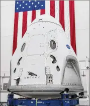  ?? SPACEX ?? Crew Dragon will shuttle Hurley and Behnken atop a Falcon 9 rocket, renewing crew launches to the ISS from U.S. soil for the first time since 2011.