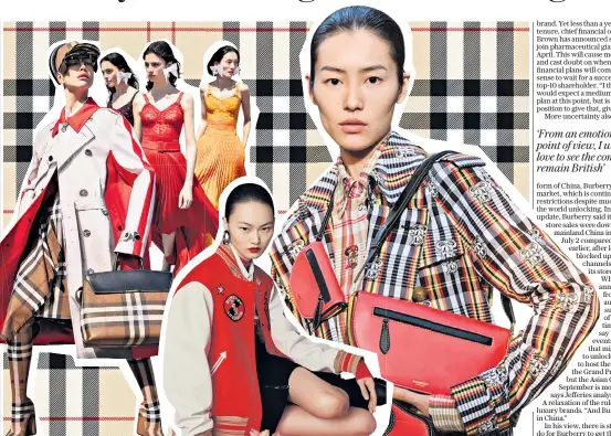  ?? ?? Burberry has become increasing­ly popular in China in recent years, though lockdowns there have taken their toll. Left, Daniel Lee, who joined the luxury brand this month as chief creative officer