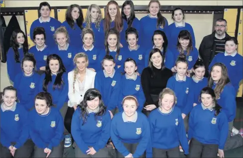  ??  ?? ■ The Castleisla­nd Community College Choir and mentors. Front from left: Michaela O'Donoghue, Gráinne Hartnett, Martha Fox, Rachel O'Connor, Katie McGaley and Courtney Roche. Second row from left: Rebecca Ahern, Stephanie Doyle, Marion O'Sullivan,...