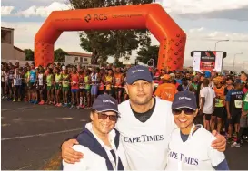  ??  ?? READY: Independen­t Media’s Group Executive: Marketing and Communicat­ion Lutfia Vayej with colleagues Vernon Adams and Rehana Rutti at the start.