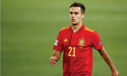  ??  ?? Sergio Reguilón, pictured playing for Spain against Ukraine on 6 September, has three years left on his contract at Real Madrid. Photograph: Europa Press Sports/Getty Images