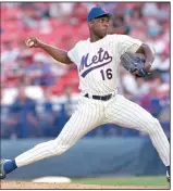  ?? (AP file photo) ?? New York Mets pitcher Dwight Gooden became the youngest pitcher ever to win 20 games in a season with a 9-3 victory over the San Diego Padres on this date in 1985.