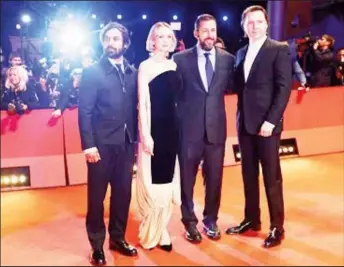  ?? ?? Cast members Kunal Nayyar, Carey Mulligan, Adam Sandler and Paul Dano attend the screening of the movie 'Spaceman' at the 74th Berlinale Internatio­nal Film Festival in Berlin, Germany, February 21, 2024.
(Reuters photo)