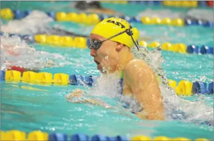  ?? BARRY TAGLIEBER — DIGITAL FIRST MEDIA ?? Downingtow­n East’s Heather MacCauslan­d was part of District 1’s dominance at the PIAA Swimming Championsh­ips at Bucknell University.