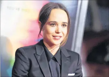  ?? CP PHOTO ?? Ellen Page arrives at the world premiere of “Flatliners” at The Theatre at Ace Hotel in Los Angeles on Sept. 27, 2017. The Nova Scotia-born Hollywood actress is doubling down on her criticism of a Nova Scotia pulp mill looking to build an effluent pipeline to the ocean. In a Saturday morning tweet, Ellen Page said the provincial government needs to stop its “corporate welfare” for Northern Pulp, which the actress said is “literally destroying the province.”