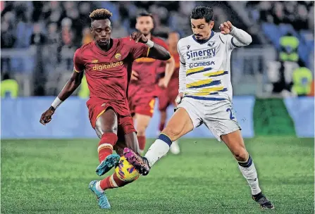  ?? | EPA ?? ROMA’S Tammy Abraham (right) has been a star in Italy after moving there from Chelsea.