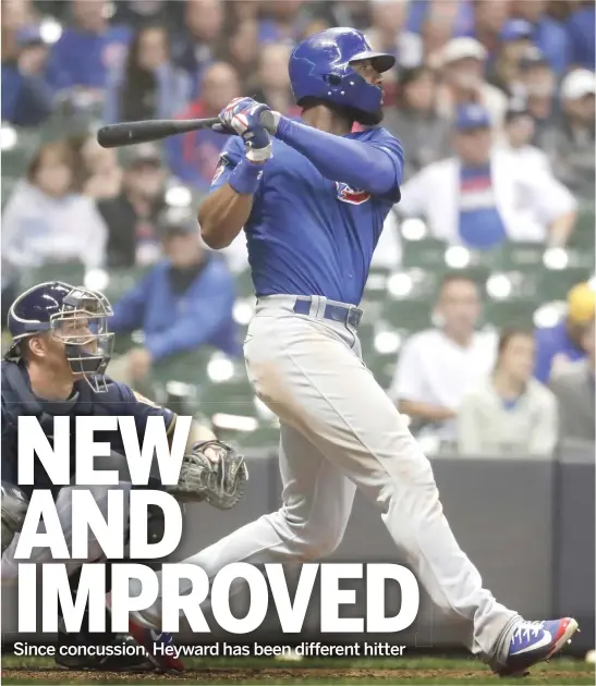  ?? MORRY GASH/ AP ?? The Cubs’ Jason Heyward is hitting .367 ( 22- for- 60) with a .914 OPS in his last 14 games, all but two since being moved up to No. 2 in the batting order.