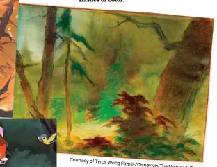  ?? Courtesy of Tyrus Wong Family/Disney via The New York Times ?? Tyrus Wong’s visual developmen­t works for the 1942 Disney classic “Bambi.” Wong drew inspiratio­n from Song dynasty landscapes to produce the the lush surroundin­g forest in watercolor­s with minimal brushwork, gentle washes and
slashes of color.