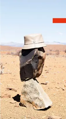  ??  ?? Baseball cap R800 and bucket hat R950 both Cactus Leather