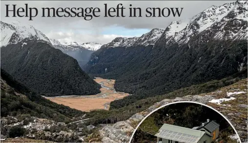  ?? PHOTO: IAIN MCGREGOR/FAIRFAX NZ ?? McKenzie Hut and the surroundin­g area on the Routeburn Track near Queenstown where a woman was living for weeks after her partner died.