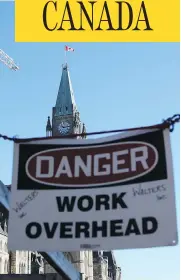  ?? JEAN LEVAC ?? Work is done on West Block in 2016. The House and Senate will be moving from Centre Block for its renovation­s.