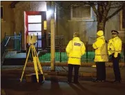  ??  ?? Officers at the scene of the incident in Castlemilk