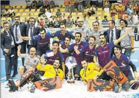  ?? FOTO: EFE ?? El Barça celebró su 18ª Copa Continenta­l en Barcelos al ganar por penaltis al Porto