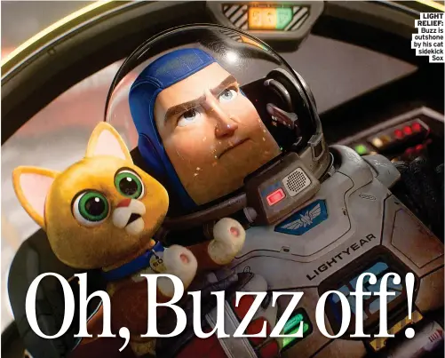  ?? Sox ?? LIGHT RELIEF:
Buzz is outshone by his cat
sidekick