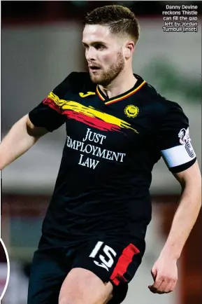  ??  ?? Danny Devine reckons Thistle can fill the gap left by Jordan Turnbull (inset)