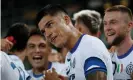  ?? Emanuele Pennacchio/EPA ?? Joaquín Correa celebrates his second Inter goal against Hellas Verona. Photograph: