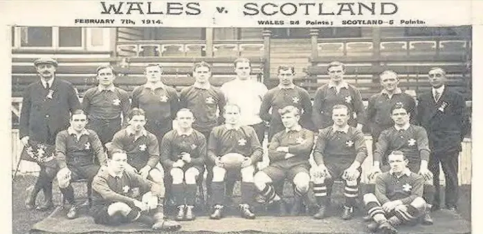  ??  ?? David Watts, a Maesteg collier, played for Wales in 1914. As Sgt Dai at the Somme he was killed leading his men into battle