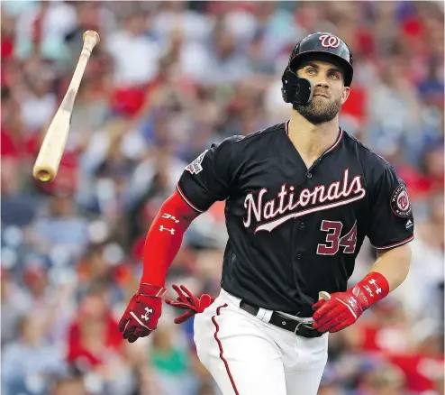  ?? PATRICK SMITH / GETTY IMAGES ?? Outfielder Bryce Harper is on the free agent market and his agent,Scott Boras claims the outfielder has all the credential­s to be rewarded as baseball’s first $400-million man.