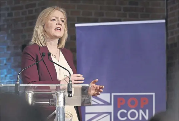  ?? PICTURE: LEON NEAL/GETTY IMAGES ?? Conservati­ve MP Liz Truss speaks at the launch of the Popular Conservati­ves movement this month