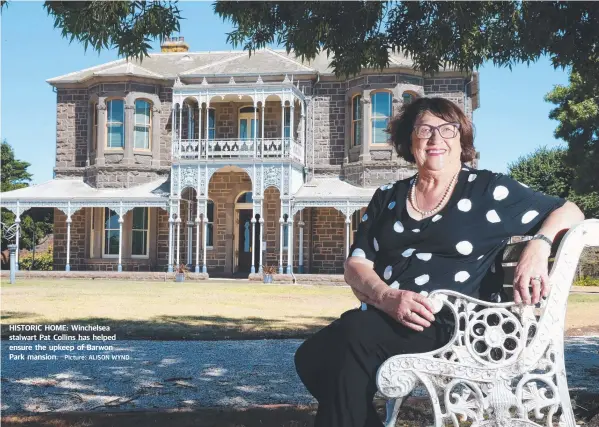  ?? Picture: ALISON WYND ?? HISTORIC HOME: Winchelsea stalwart Pat Collins has helped ensure the upkeep of Barwon Park mansion.