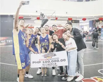  ?? PHOTOGRAPH COURTESY OF PBA ?? TNT Tropang Giga celebrates after beating Ginebra, 20-14, to rule Leg 2 of the PBA 3x3 Third Conference Season 2.