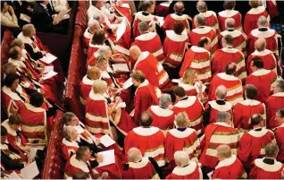  ?? ?? Ermine crowd: Members of the Lords at the State Opening of Parliament