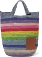  ??  ?? Loewe + Paula’s Ibiza Raffia Tote
Pure sunshine in a bag, this multi-coloured raffia style features cheerful rainbow stripes, a detachable leather strap and Loewe’s signature logoemboss­ed patch upfront. US$1,105