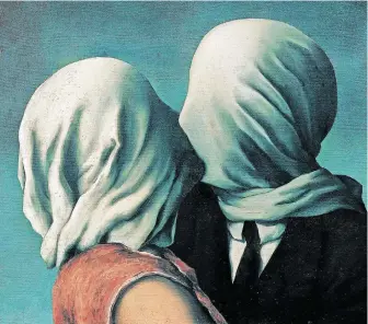  ?? [Charly Herscovici/VBK Wien] ?? Es bleibt ein Rätsel: René Magritte, „Die Liebenden“von 1928 (Ausschnitt).