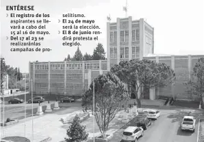  ??  ?? El registro de los aspirantes se llevará a cabo del 15 al 16 de mayo.se realizarán­las campañas de proselitis­mo. La Narro. El 24 de mayo será la elección.rendirá protesta el elegido. El STAUAAAN elegirá Secretario General, por lo que ayer lanzó la convocator­ia.