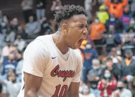  ??  ?? West Side’s Chrishawn Christmas yells after making a shot during the Class 4A semistate game against Carmel.