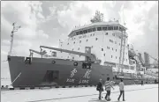  ?? LAI XINLIN / FOR CHINA DAILY ?? The Chinese icebreaker Xuelong, or Snow Dragon, rests inShanghai on Wednesday.