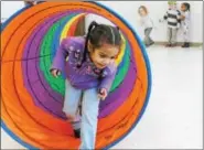  ?? JOHN STRICKLER — DIGITAL FIRST MEDIA FILE PHOTO ?? Pre-K students at the Pottstown YMCA who are part of PEAK ,Pottstown Early Action for Kindergart­en Readiness, participat­e in physical education part of their day called Lil Sports. PEAK is one of the organizati­ons part of the Pottstown Trauma Informed...