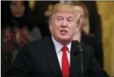  ?? AP PHOTO/EVAN VUCCI ?? President Donald Trump speaks during an event on the opioid crisis, in the East Room of the White House, Wednesday, Oct. 24, 2018, in Washington.