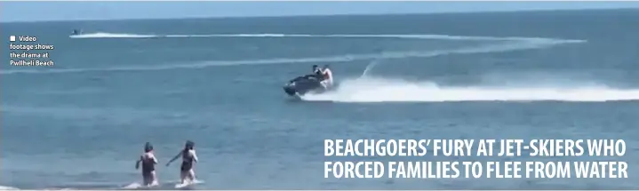  ??  ?? ■ Video footage shows the drama at Pwllheli Beach